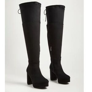 New torrid Black Over-the-Knee Platform Block Heel Boots (wide calf)